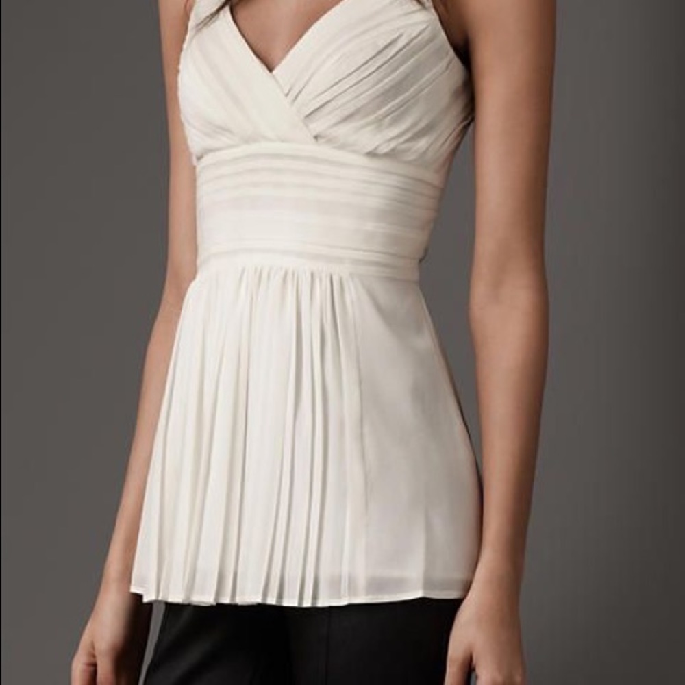 NWT Burberry Pleated Front Silk Top US8 42EU